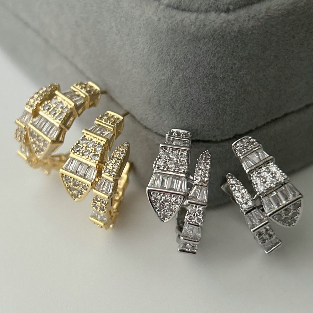 Pave snake earrings
