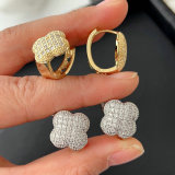 Pave zircon clover earrings