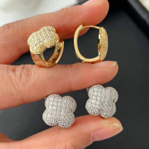Pave zircon clover earrings