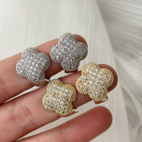 Pave zircon clover earrings