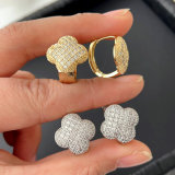 Pave zircon clover earrings