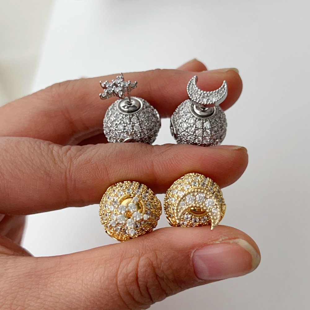 Pave ball zircon earrings