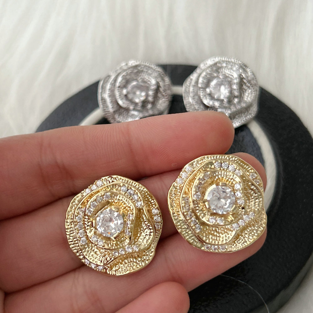 Pave flower earrings