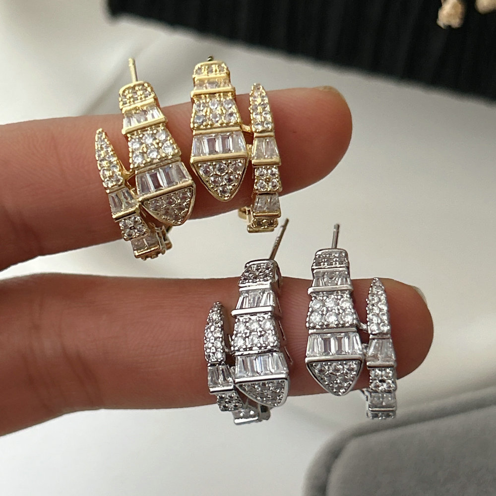 Pave snake earrings