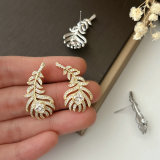 Pave leaf earrings