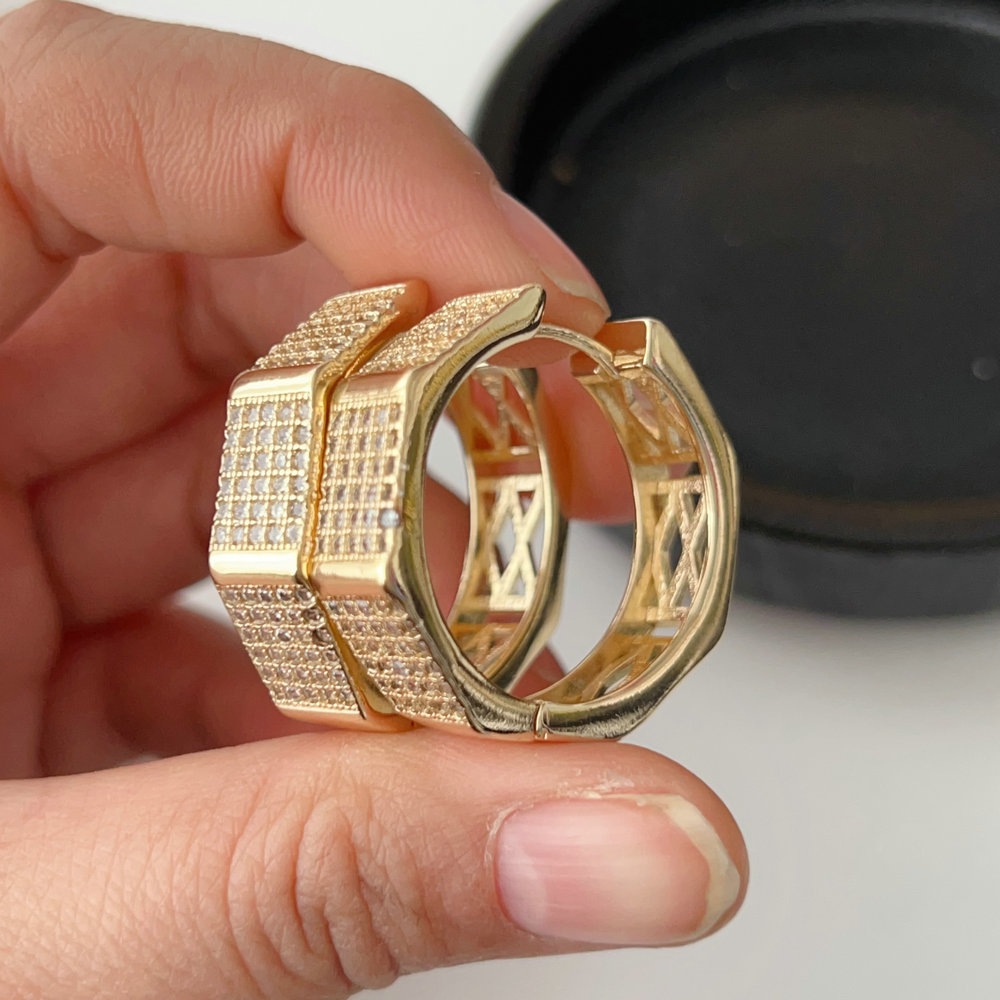 Pave zircon square hoop