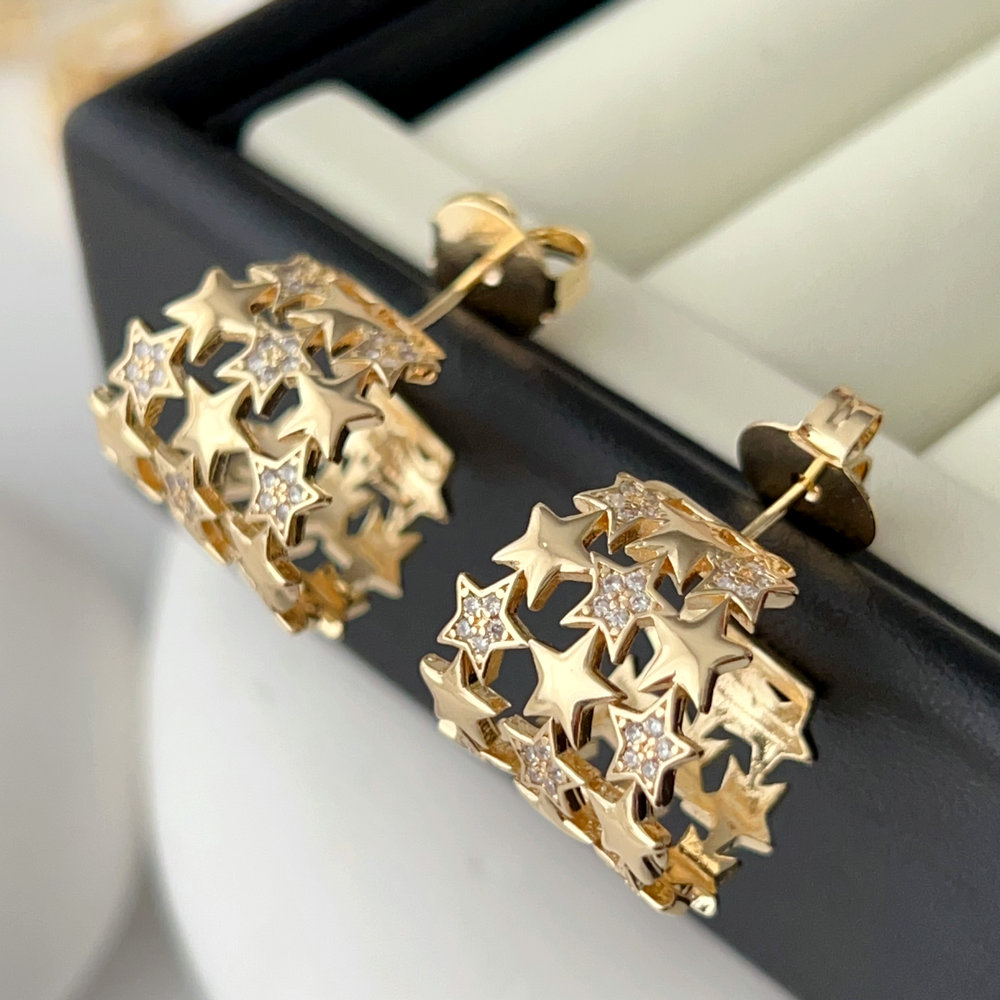Pave star earrings
