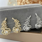 Pave leaf earrings
