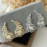 Pave leaf earrings