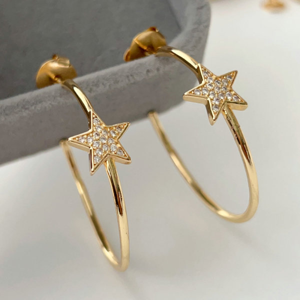 Pave star hoop