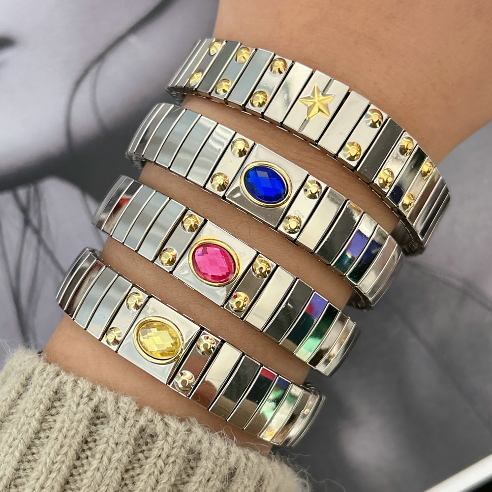 Stainless steel star elastic bracelet