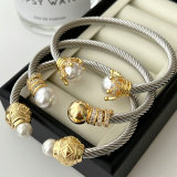 stainless steel expandable twisted cable wire cuff bangle bracelet