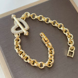 Green snake heart cuban chain bracelet