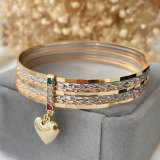 Stack thin bracelet with heart charm