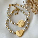 Stainless steel heart bead bracelet