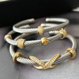 New stainless steel expandable twisted cable wire cuff bangle bracelet