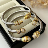 New stainless steel expandable twisted cable wire cuff bangle bracelet