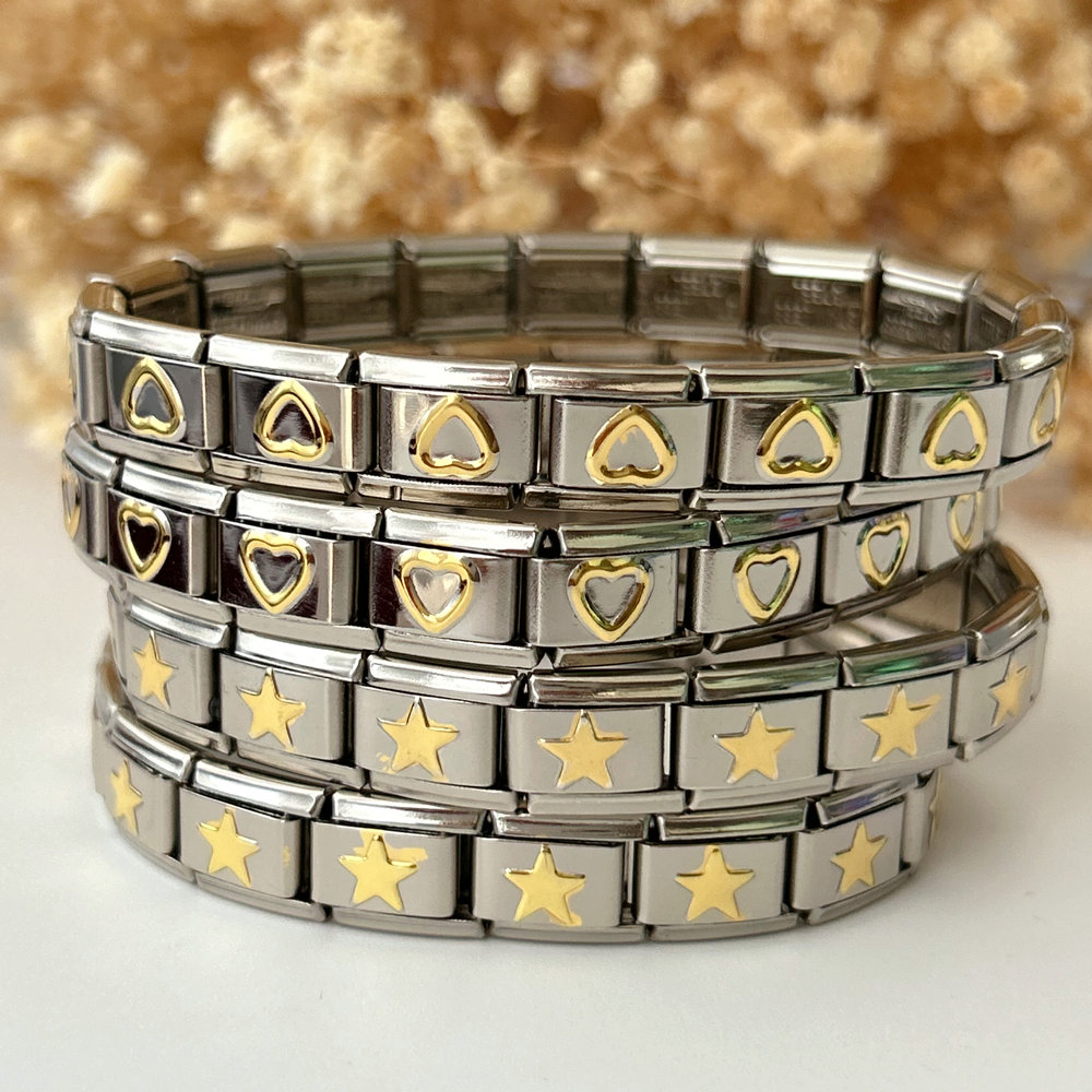 Stainless steel elastic heart bracelet