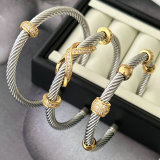 New stainless steel expandable twisted cable wire cuff bangle bracelet