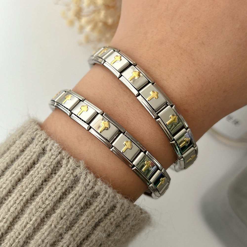 Stainless steel cross elastic bracelet