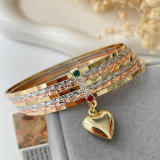 Stack thin bracelet with heart charm