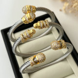 New stainless steel expandable twisted cable wire cuff bangle bracelet