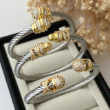 New stainless steel expandable twisted cable wire cuff bangle bracelet