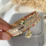 Stack thin bracelet with heart charm