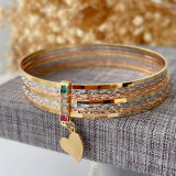 Stack thin bracelet with heart charm
