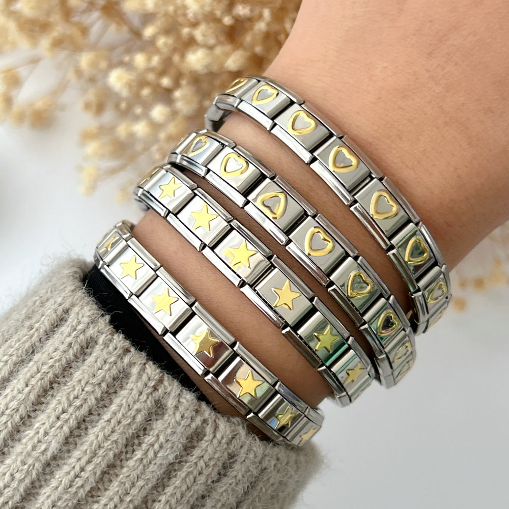 Stainless steel elastic heart bracelet