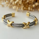 stainless steel expandable twisted cable wire cuff bangle bracelet