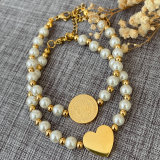 Stainless steel heart bead bracelet