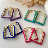 Enamel square earrings