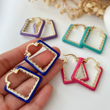 Enamel square earrings