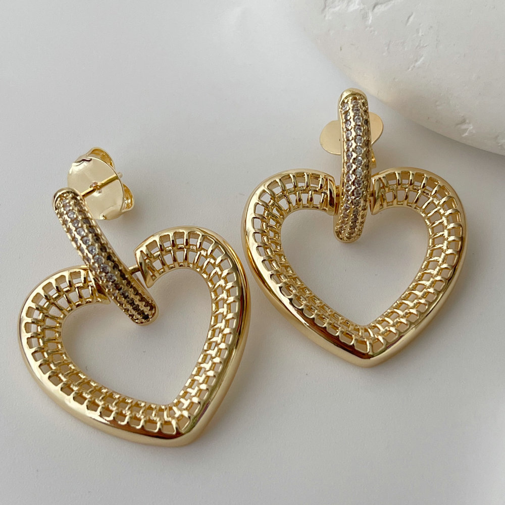 Pave heart earrings