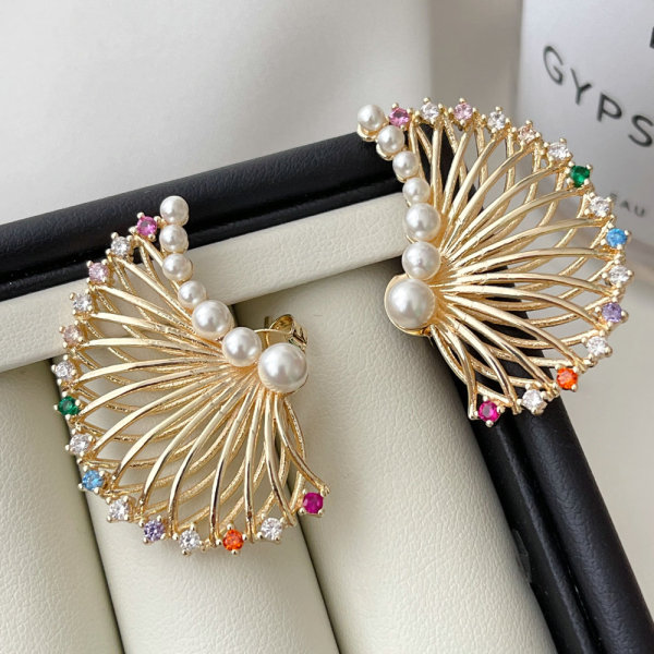 Pave pearl wing earrings