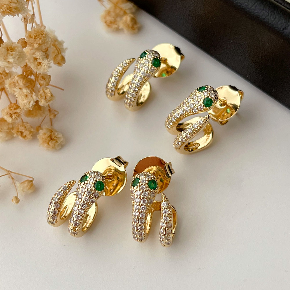 Pave snake earrings