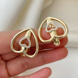 Pave heart earrings