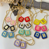 Gold bead with square handmade necklace