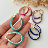 Enamel oval earrings