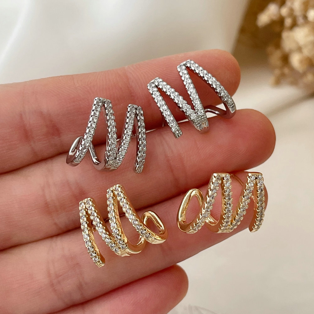 Pave zircon basic earrings
