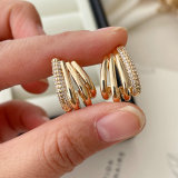 Pave zircon basic fan earrings