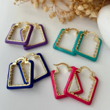 Enamel square earrings