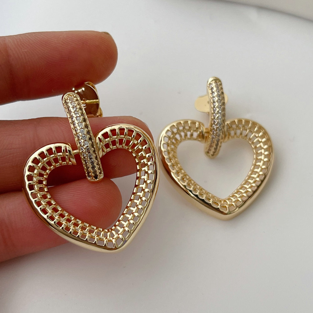 Pave heart earrings