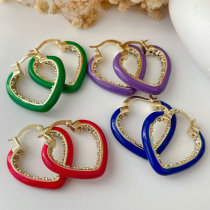 Enamel heart earrings