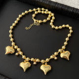 Bead ball necklace with heart charm