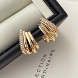 Pave zircon basic fan earrings