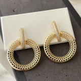 Pave zircon round earrings