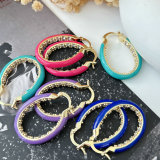 Enamel oval earrings