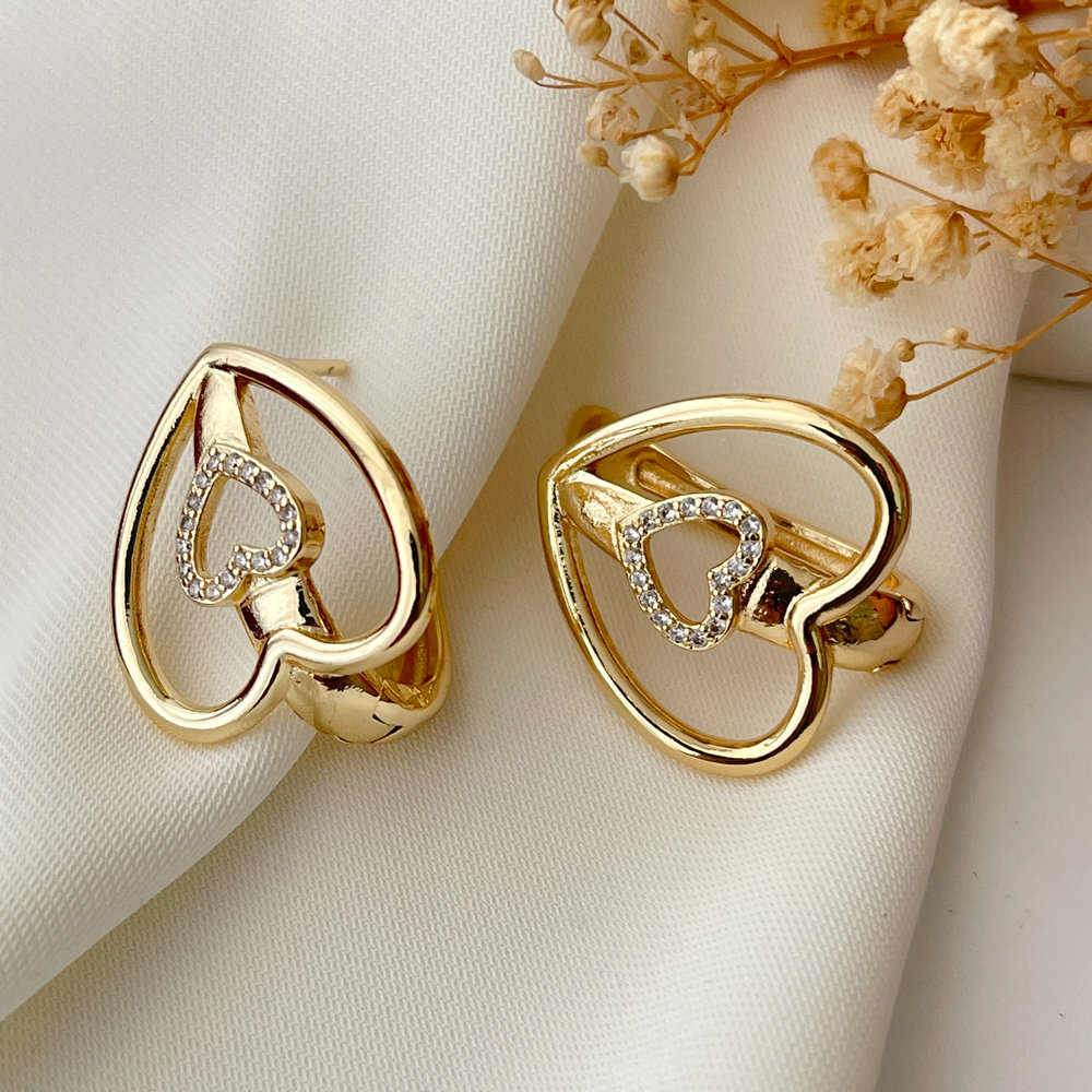 Pave heart earrings